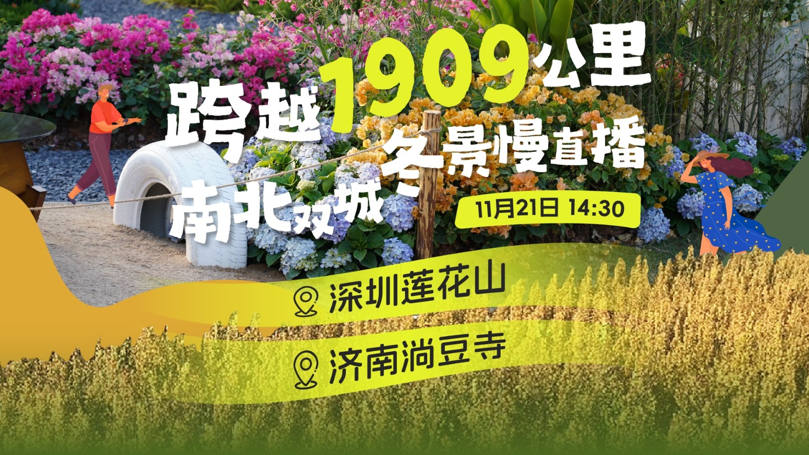 直播 | 跨越1909公里，南北雙城冬景慢直播 深圳蓮花山&濟南淌豆寺